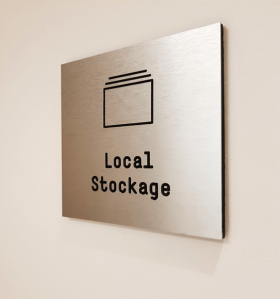 Plaque de porte local stockage